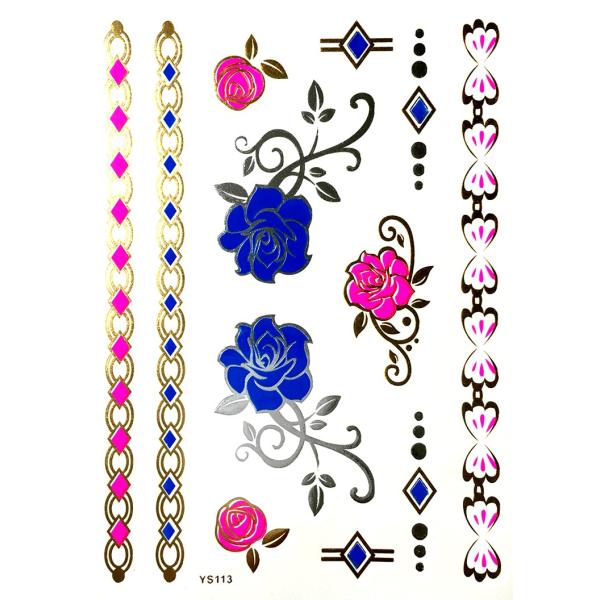 ポイント10倍 YS-113今話題のフラッシュタトゥーアソート キラキラ FLASH TATTOOS タトゥーシールサイズ14.5cm×19.5cm