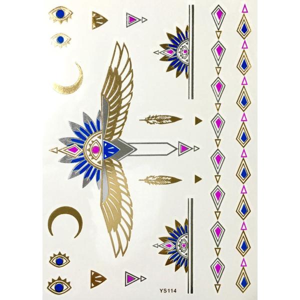ポイント10倍 YS-114今話題のフラッシュタトゥーアソート キラキラ FLASH TATTOOS タトゥーシールサイズ14.5cm×19.5cm