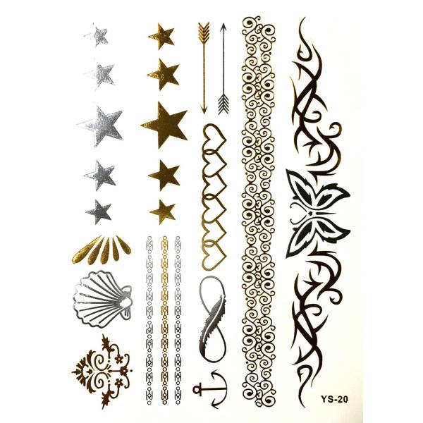 ポイント10倍 YS-20今話題のフラッシュタトゥーアソート キラキラ FLASH TATTOOS タトゥーシールサイズ14.5cm×19.5cm