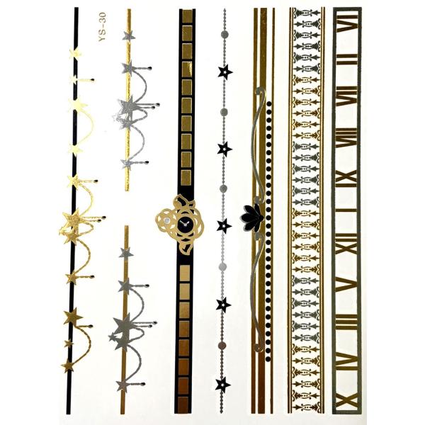 ポイント10倍 YS-30今話題のフラッシュタトゥーアソート キラキラ FLASH TATTOOS タトゥーシールサイズ14.5cm×19.5cm