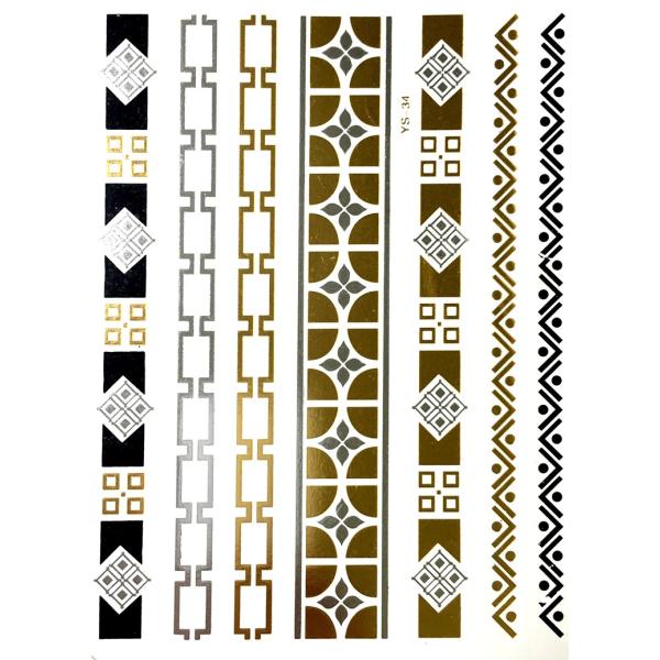 ポイント10倍 YS-34今話題のフラッシュタトゥーアソート キラキラ FLASH TATTOOS タトゥーシールサイズ14.5cm×19.5cm