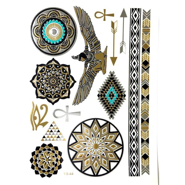 ポイント10倍 YS-44今話題のフラッシュタトゥーアソート キラキラ FLASH TATTOOS タトゥーシールサイズ14.5cm×19.5cm