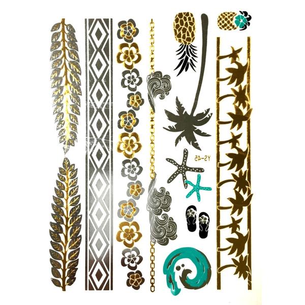 ポイント10倍 YS-45今話題のフラッシュタトゥーアソート キラキラ FLASH TATTOOS タトゥーシールサイズ14.5cm×19.5cm