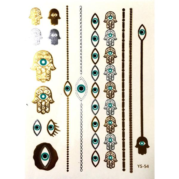 ポイント10倍 YS-54今話題のフラッシュタトゥーアソート キラキラ FLASH TATTOOS タトゥーシールサイズ14.5cm×19.5cm