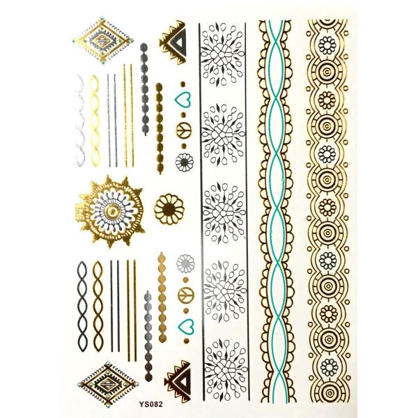 ポイント10倍 YS-82今話題のフラッシュタトゥーアソート キラキラ FLASH TATTOOS タトゥーシールサイズ14.5cm×19.5cm