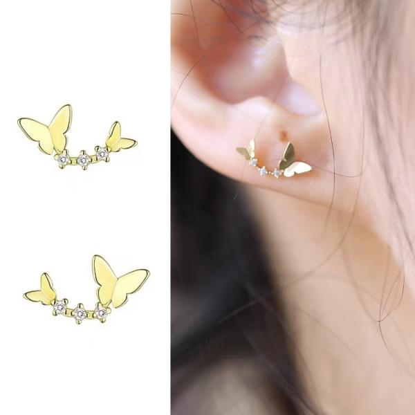ピアス レディース 18金 メッキ 軽量 バタフライ 蝶々 CZ ダイヤモンド アレルギー対応 ポイント消化 誕生日 母の日 プレゼント 爆買