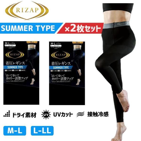 ２枚セット】(SUMMER TYPE) 夏用 ライザップ RIZAP 着圧レギンス 10分丈 カロリー消費 80デニール ブラック 黒  (M-L・L-LL) 日本製 グンゼ :rizapnatu2set:木原商店 通販 