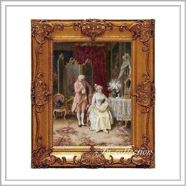 ロココ調ゴールドダブルフレーム 貴族額絵 ファブリック印刷 804S