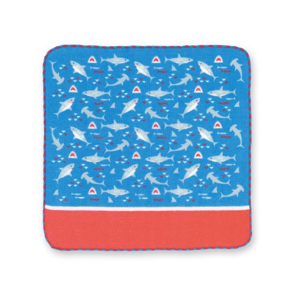 他サイト： ハンカチ 綿100％ コットン 吸水 かわいい 子供 幼稚園 小学生 新生活 ギフト プレゼント 日本製 町娘のハンカチーフ 水族館篇 サメの商品画像