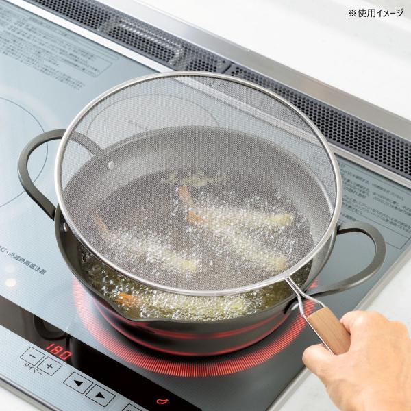 油ハネ防止ネット 天ぷら 揚げ物 キッチン用品 調理器具 ステンレス鋼 天然木 便利グッズ タマハシ 天ぷら名人 油はね防止ネット 29cm