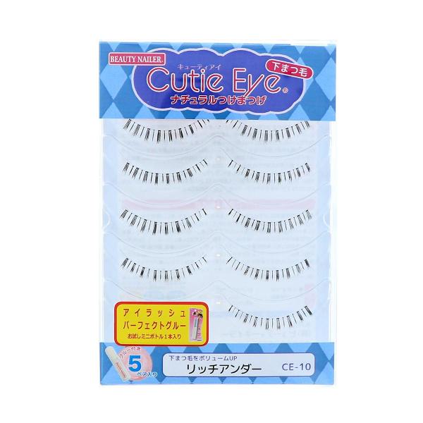 軸が透明で着けた感じが少ないナチュラルな仕上がりのつけまつげ、下まつ毛用。うれしいグルーつき、たっぷり5ペア入り。