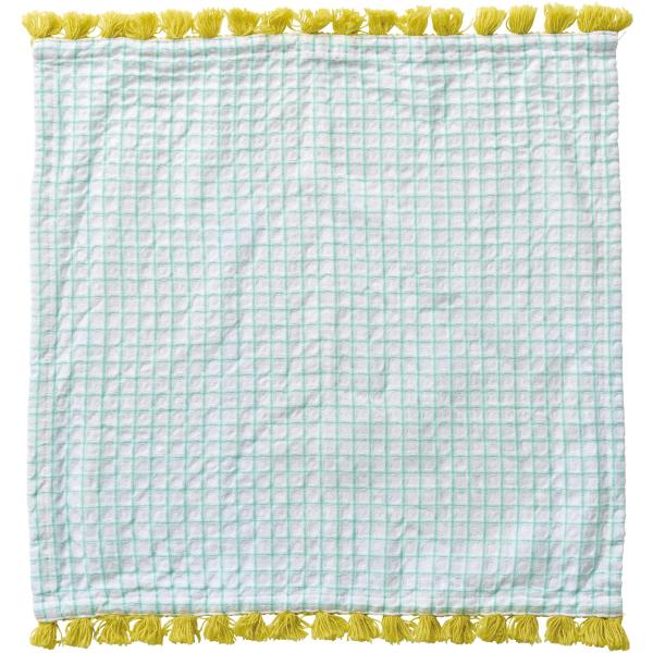 白地に格子柄を効かせ、アクセントカラーのフリンジをプラスしたディッシュクロスです。乾きやすくてへたりにくいので家事や作業で大活躍します。遊び心のあるビビットなカラーリングです。クロスの内側には」かけひも」がついており、フックなどにもかけやす...