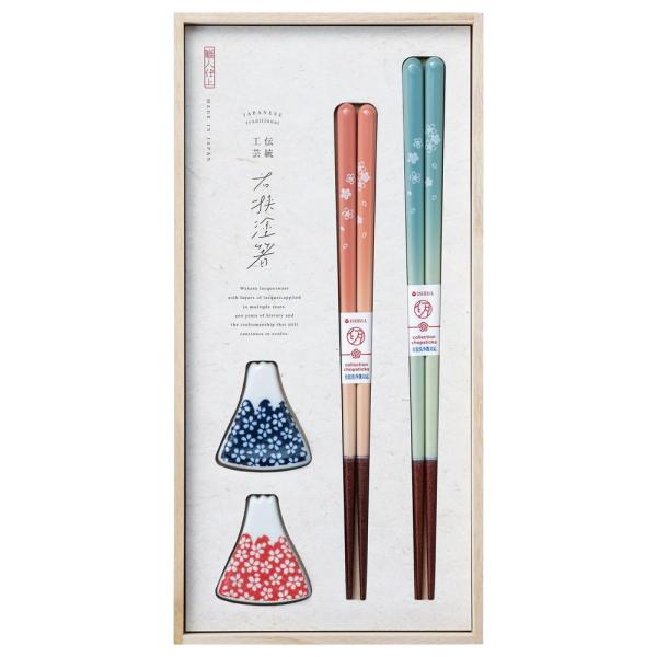 イシダ 桐箱 箸置付 夫婦箸 富士見桜 21cm ・ 23cm 63187-7