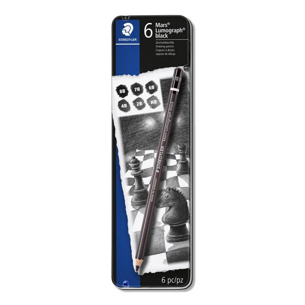 ステッドラー マルス ルモグラフ 描画用高級鉛筆 100B ダース 6本セット カーボン鉛筆 カーボン デッサン 美術 お絵描き 8B 7B 6B 4B 2B HB
