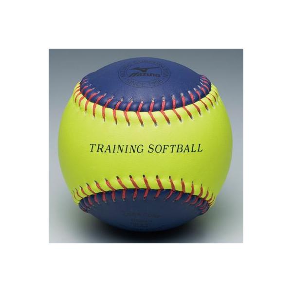 【MIZUNO】ミズノ トレーニングソフトボール（スナップ用）1BJBS85100（ソフトボール・練習用・2OS-85100）カラーイエロー／ブルー重さ360g素材合成皮革（ポリウレタン加工）・革ソフトボール練習球