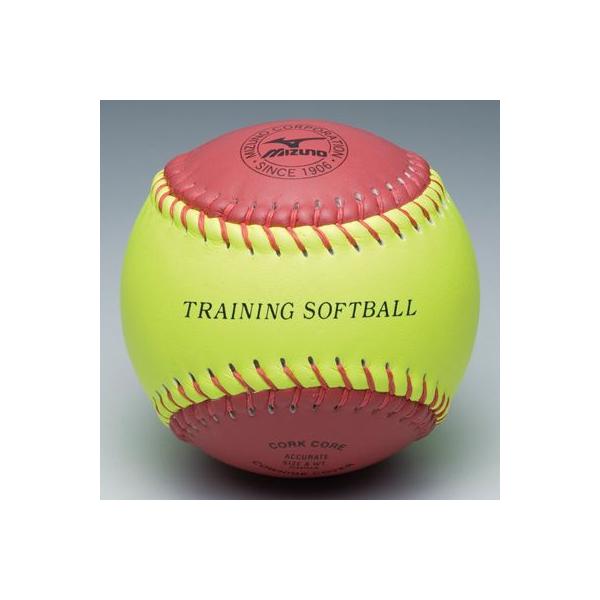 ソフトボールの回転チェック用トレーニングボールです。大特価セール！最安値に挑戦！【MIZUNO】ミズノ トレーニングソフトボール 回転チェック用 1BJBS85200（ソフトボール・練習用・2OS85200）カラーイエロー／レッド素材合成皮...