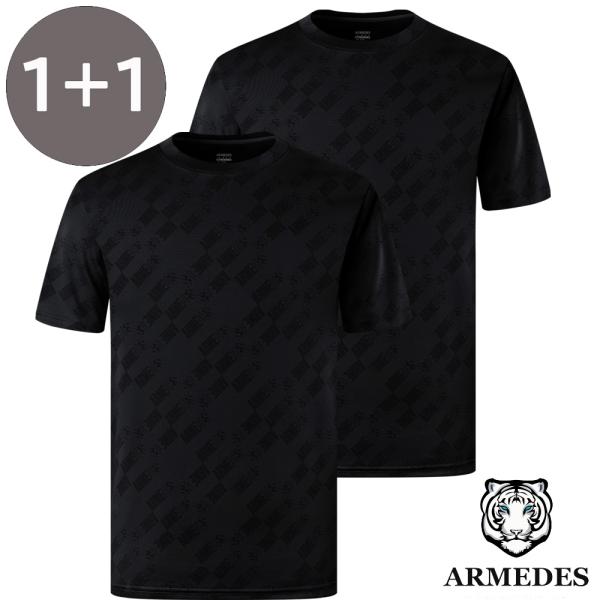 2枚セット 送料無料 ARMEDES インナー Tシャツ 接触冷感 ドライ素材 ラウンドネック 半袖 テックフィット メンズ M-2XL 全5色 オールシーズン AR185