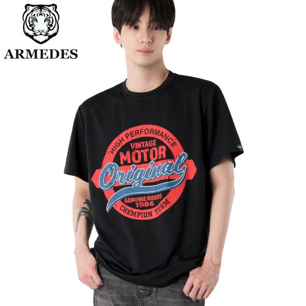 送料無料 ARMEDES アルメデス Tシャツ 接触冷感 吸汗速乾 アートグラフィック 半袖 ドライ素材 ユニセックス 男女兼用 S-3XL 全2色 オールシーズン AR806