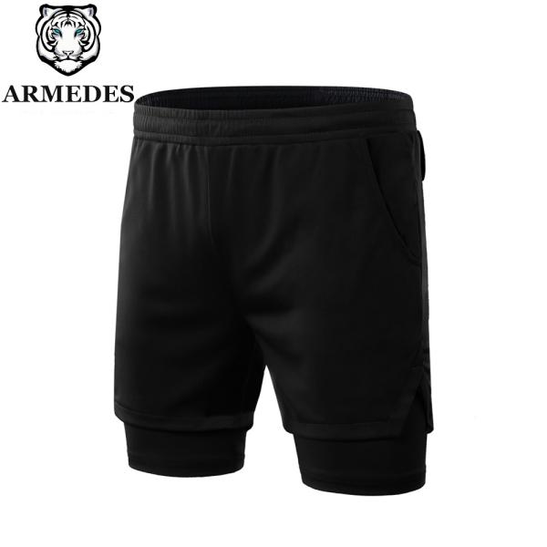 送料無料 ARMEDES 一体型 ハーフパンツ ボトムス コンプレッション インナー 吸汗速乾 通気性 クーリング生地 ドライ素材 メンズ S-2XL 3色 オールシーズン AR84