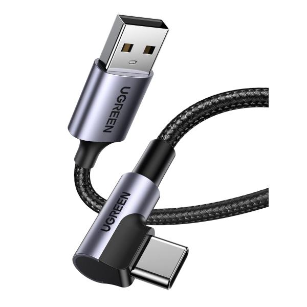 UGREEN USB Type C ケーブル USB A to USB C ケーブル L字ナイロン編み 3A急速充電 Quick Charge 3.