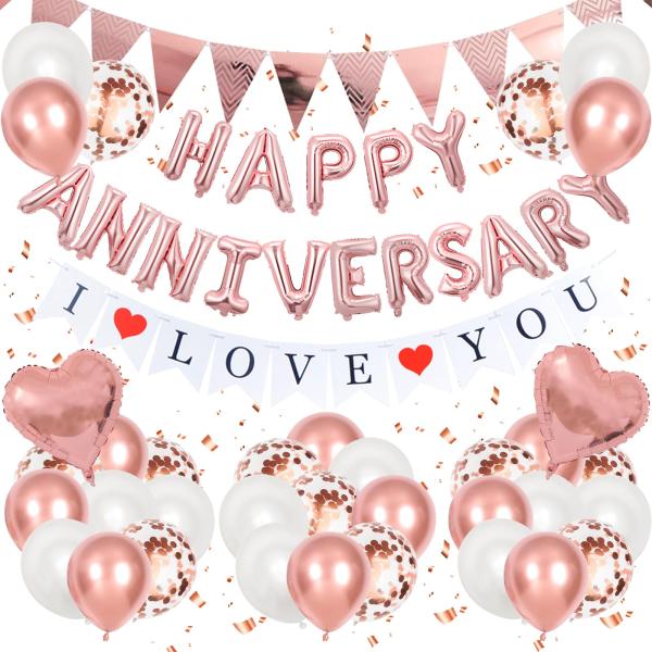 BTZO アニバーサリー バルーン 風船 HAPPY ANNIVERSARY バルーン I LOVE YOU ガーランド アニバーサリー 飾り 記念
