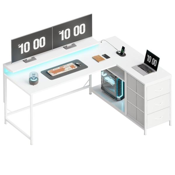 YeTom l字デスク 幅120cm パソコンデスク 机 pcデスク モニタ台の高さ