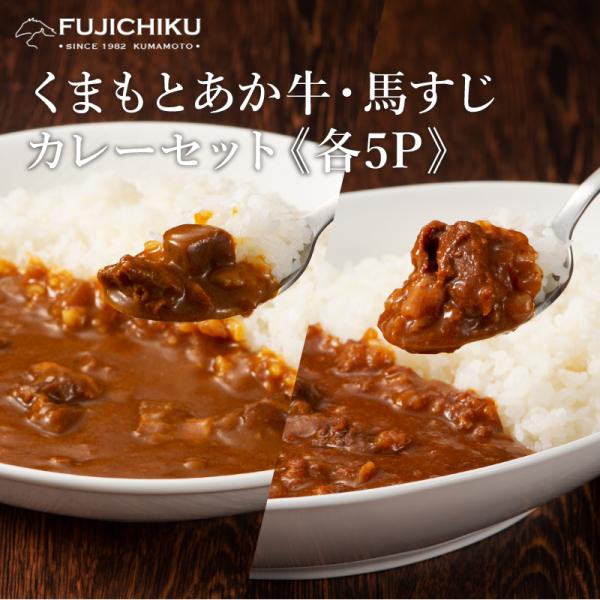 くまもとあか牛・馬すじカレーセット（中辛）各5P 牛 あか牛 馬すじ カレー 加工品 お取り寄せ グルメ 熊本 産地直送 おうち時間 自家需要