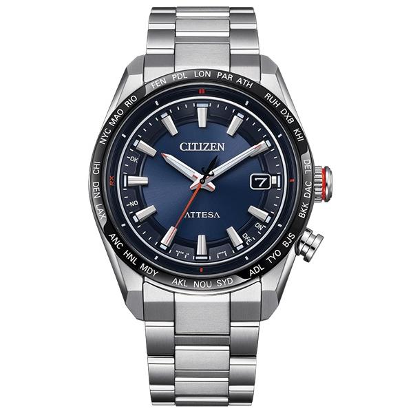 748【美品】シチズン 電波ソーラー メンズ 時計 シルバー ネイビー ブルー