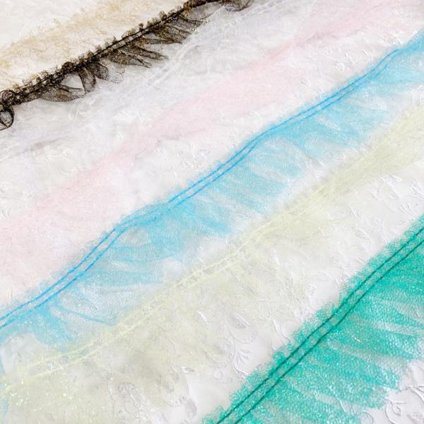 【商品詳細】詳細花柄のチュールレースで出来たフリルレースです。販売単位50cm以上10cm単位で販売いたします。価格は10cmあたりの価格です。ご注文例(数量)50cmの場合は→[5]、60cmの場合は→[6]、1.0mの場合は→[10]と...