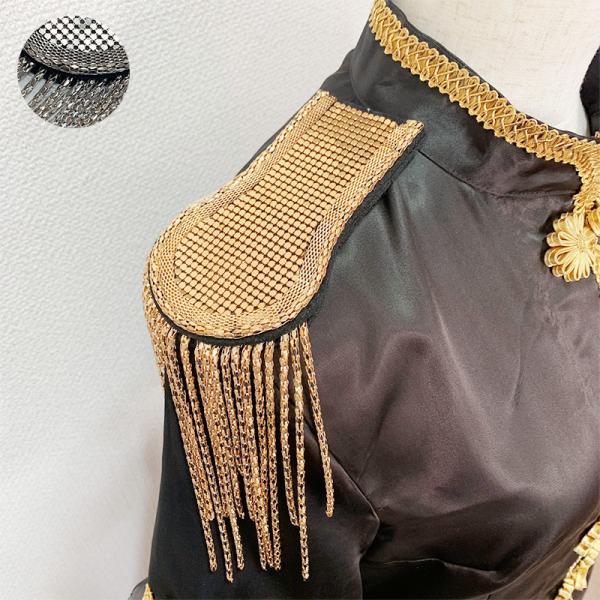 品番FM8784太めのチェーンが揺れるタイプの肩章です。土台のフェルトが二重になっているのでしっかりとしています。裏側に安全ピンやゴムなどを付けてご利用することもできます。舞台やステージ衣装・コスプレ衣装などにご利用ください。※土台の大きさ...