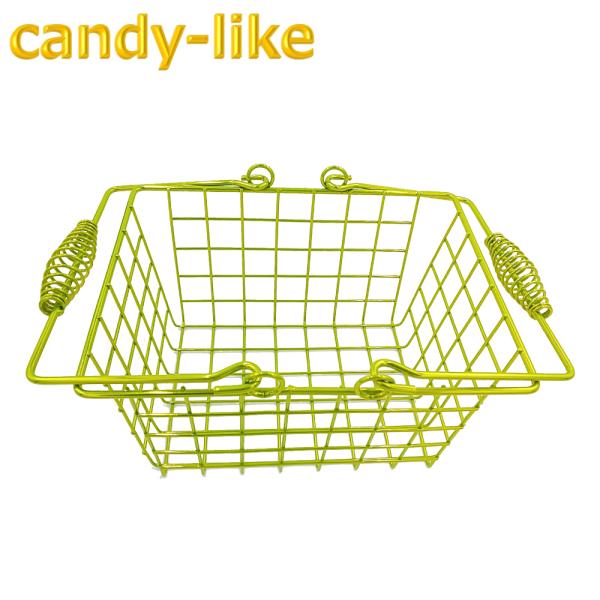 ワイヤーバスケット Sサイズ 小型 メローイエロー 黄緑色 カラー