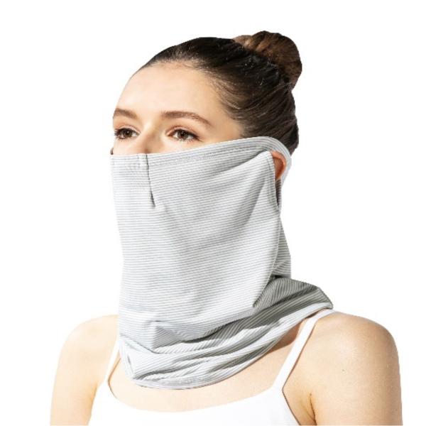 おたふく手袋 FitStyle UVフェイスカバー ( 裏顔側メッシュ付き ) ひんやり接触冷感 UV-2996 ボーダー柄 フリー