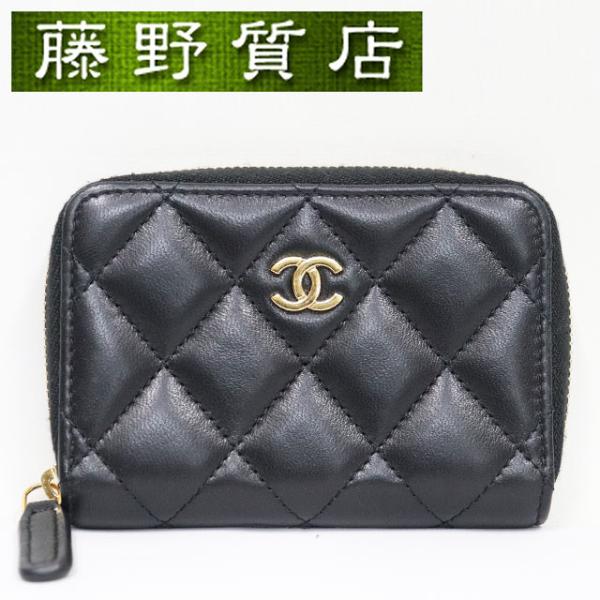 CHANEL シャネル レディース ジップパース ココマーク ラムスキン ゴールド金具 ブラック CHANEL（シャネル） レディース ジップコインパース ココマーク