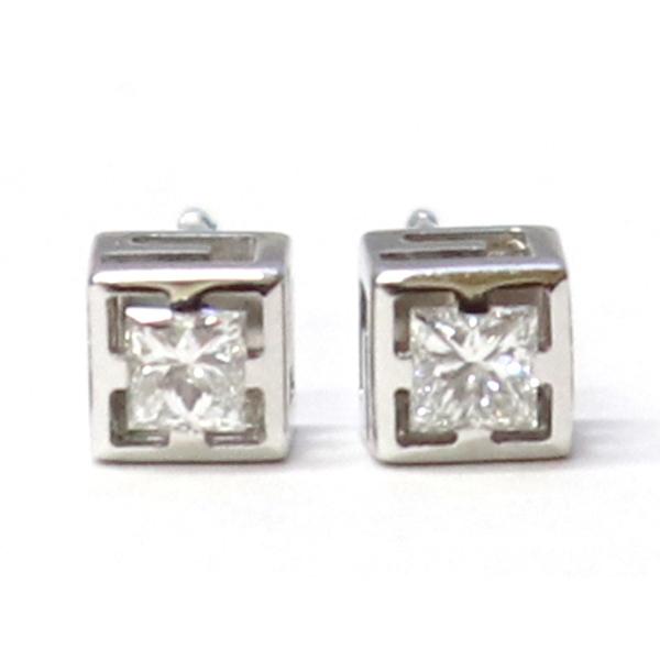 ☆美品☆ GUCCI グッチ 18k ホワイトゴールド カットアウトG ピアス GUCCI グッチ ピアス Gロゴ 750 K18WG スクエア ホワイト