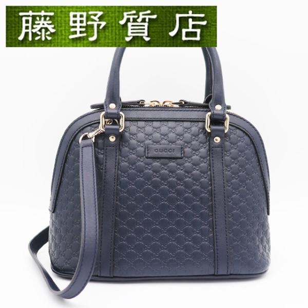 GUCCI（グッチ） ハンドバッグ マイクログッチシマ ネイビー ゴールド
