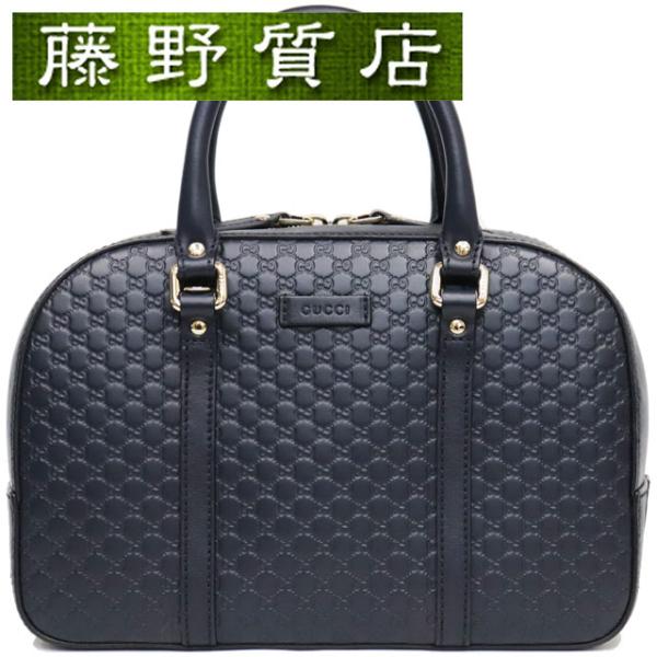 (美品)グッチ GUCCI 2way ミニボストン バッグ 斜め掛け 紺 マイクログッチシマザー ゴ...