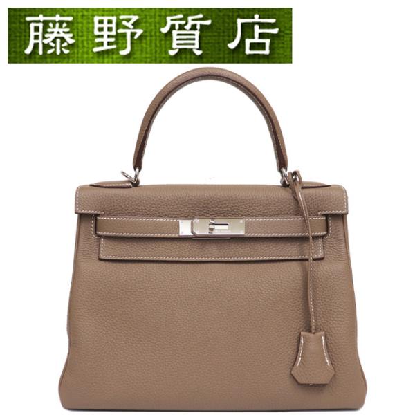 希少品エルメス ケリー28内縫いトリヨンクレマンスエトゥープ金具C刻印 中古・古着通販】HERMES (エルメス) ケリー28/内縫い/シルバー金具