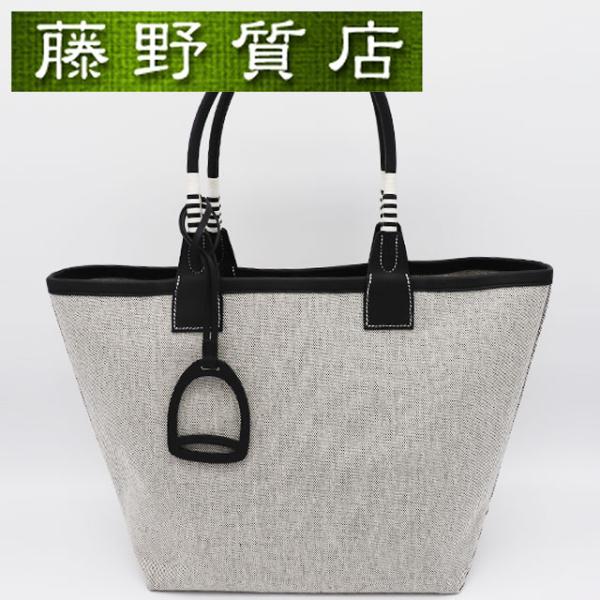 HERMES（エルメス） スティープル28 キャンバス レザー グレー 黒