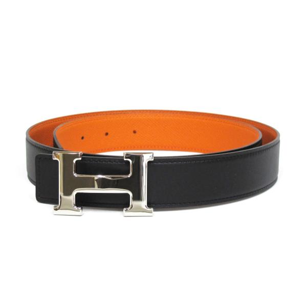 未使用】エルメス HERMES コンスタンスベルト #90 黒×オレンジ