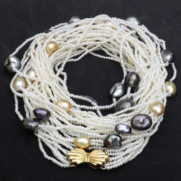 MIKIMOTO ミキモト 8連パールネックレス ケシ珠＆バロックパール