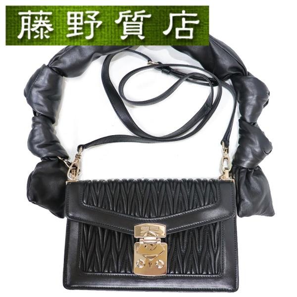 ◆ 美品 ◆ miumiu ミュウミュウ マドラス ハンドバッグ レザー 黒 miu (美品) ミュウミュウ MIUMIU コンフィデンシャルマトラッセ