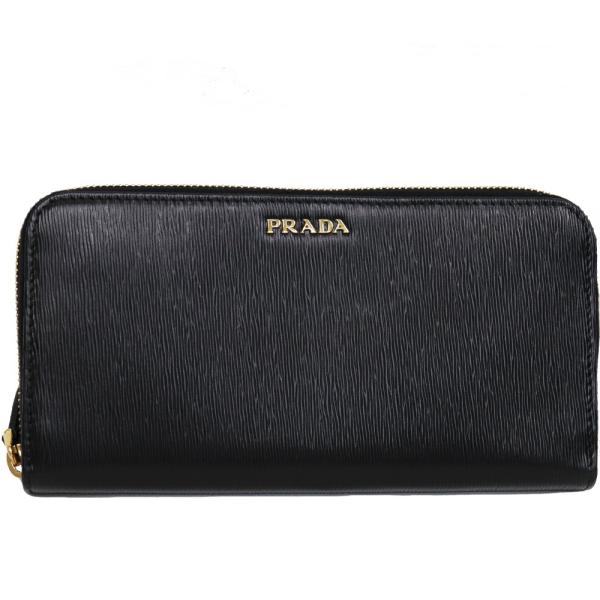 PRADA 【未使用】プラダ ラウンドファスナー長財布 レザー 黒 PRADA 【未使用】プラダ ラウンドファスナー長財布 レザー 黒