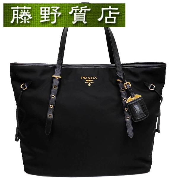 PRADA (美品) プラダ トート バッグ ショルダー 黒 ブラック