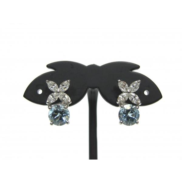 TIFFANY&Co. ティファニー ビクトリアピアス Pt950×アクアマリン