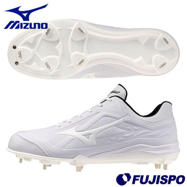 ミズノ クッションレボバディー mizuno 野球 ソフトボール スパイク 金具スパイク 白スパ 紐式 高校野球対応 ホワイト×ホワイト (11GM2625-01)