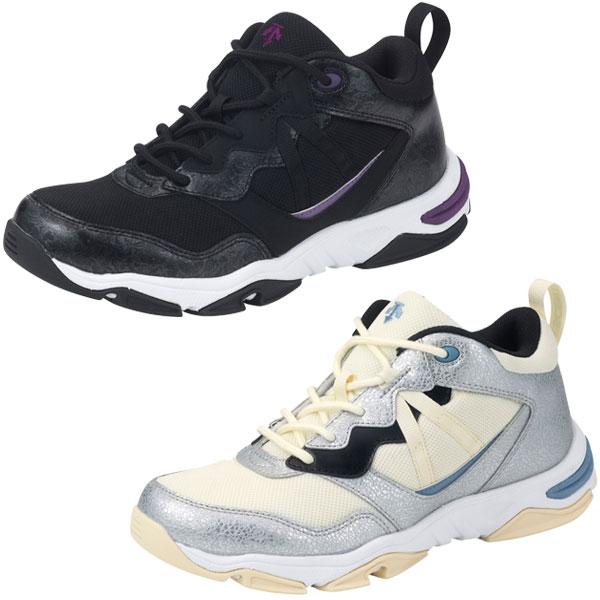 デサントフィットネスシューズ軽量モデル。軽量＆柔軟性を考慮したアッパー設計。踵部分の形状により衝撃吸収及び安定性を発揮。フラットソール、ピボットテーブルにより幅広いフィットネスシーンに対応。■カラーBLP(ブラック×パープル)SLV(シルバ...