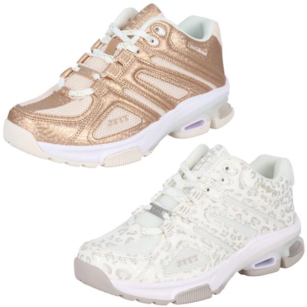 中〜上級者プログラム、ハイインパクト、ステップ対応モデル。TPUプレートにて捻じれを防止し安定性を発揮。踵部分に衝撃吸収材とTPUパーツを搭載し、フィットネス特有の動きをサポート。■カラーGLDWHL■重量約320g （24.0cm片足）■...