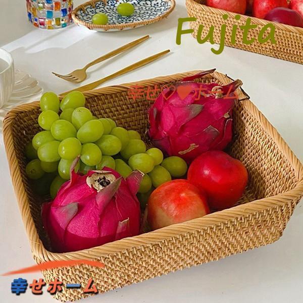 ラタンかご ピクニックバスケット ハンドル付き カゴ フルーツ