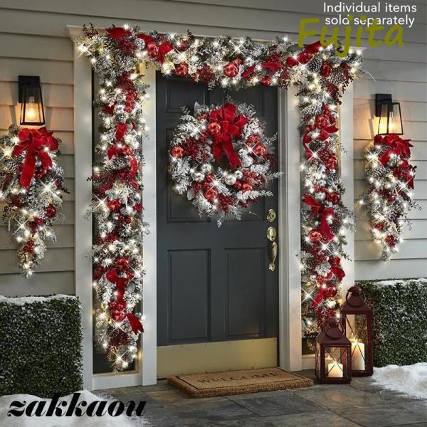 毎年飾れる壁に飾るクリスマスツリーガーランド　スワッグ　クリスマスリース クリスマスリースクリスマススワッグ大きいオーナメント