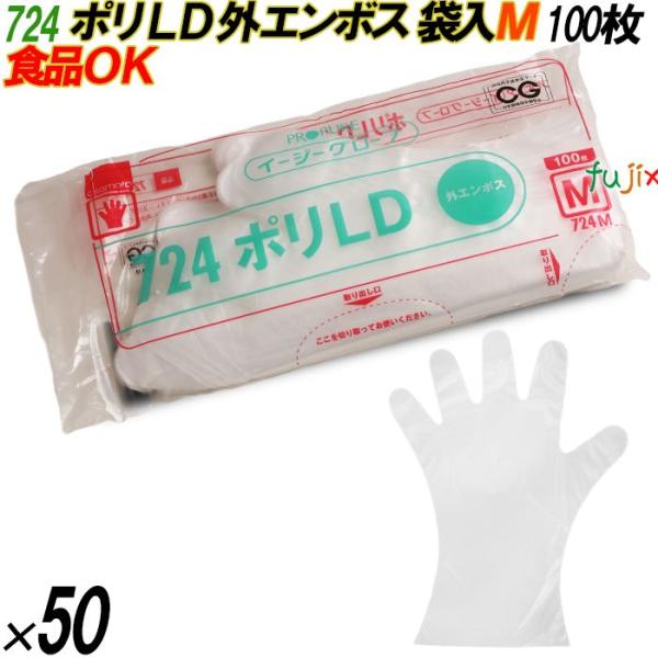 新規受付不可】724 イージーグローブ ポリLDグローブ 外エンボス M